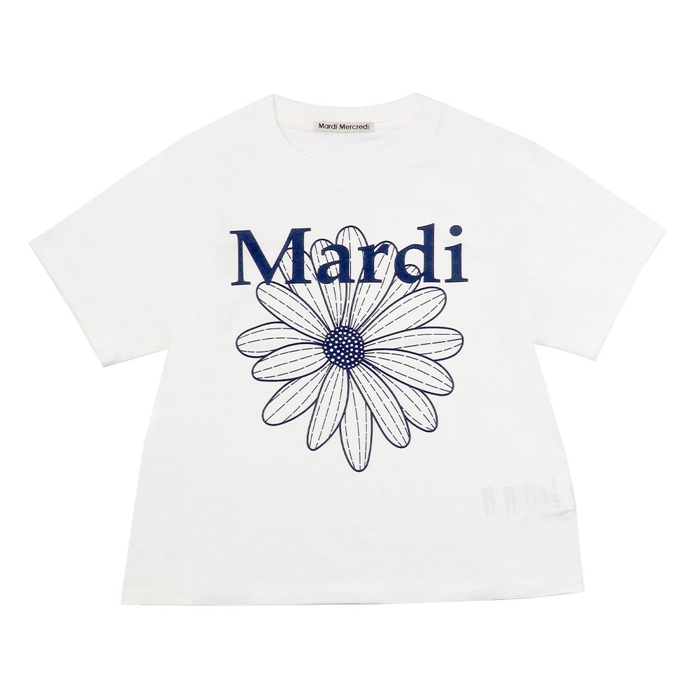 Tシャツ SLIM TSHIRT FLOWERMARDI IVORY NAVY 半袖 レディース 韓国 ファッション アパレル