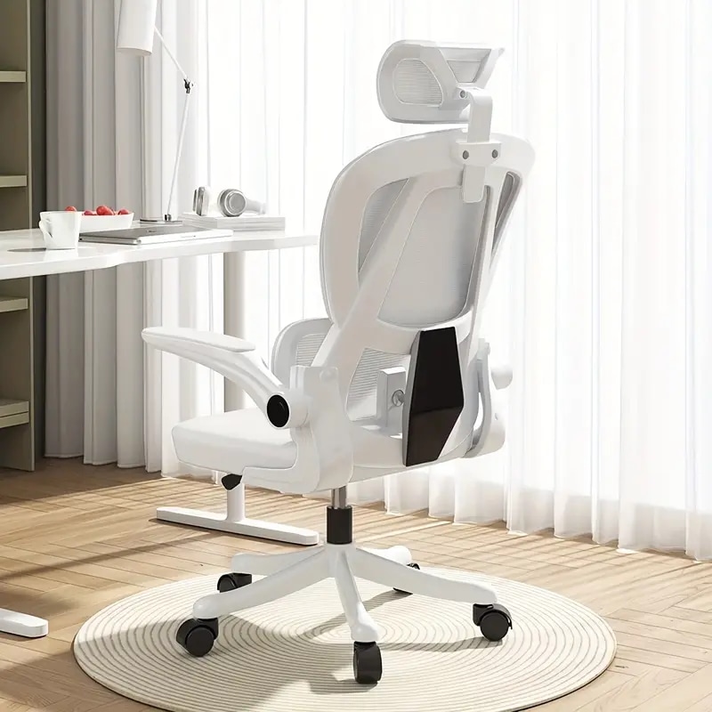 オフィスチェア メッシュチェア 通気性 無段階リフト アームレスト付き 360度回転 オフィスチェア 腰サポートチェア エルゴノミックチェア