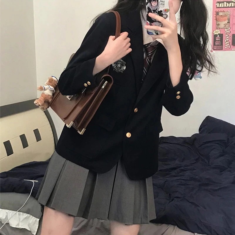 セーラー服 文化祭 学園祭 入学式 五点セット スクールスーツ セット 蝶ネクタイ バッジ スクール 制服 女子高生 高校生　学生服 キッズセットアップ 子服スーツ ジャケット ブラウススカート フォ