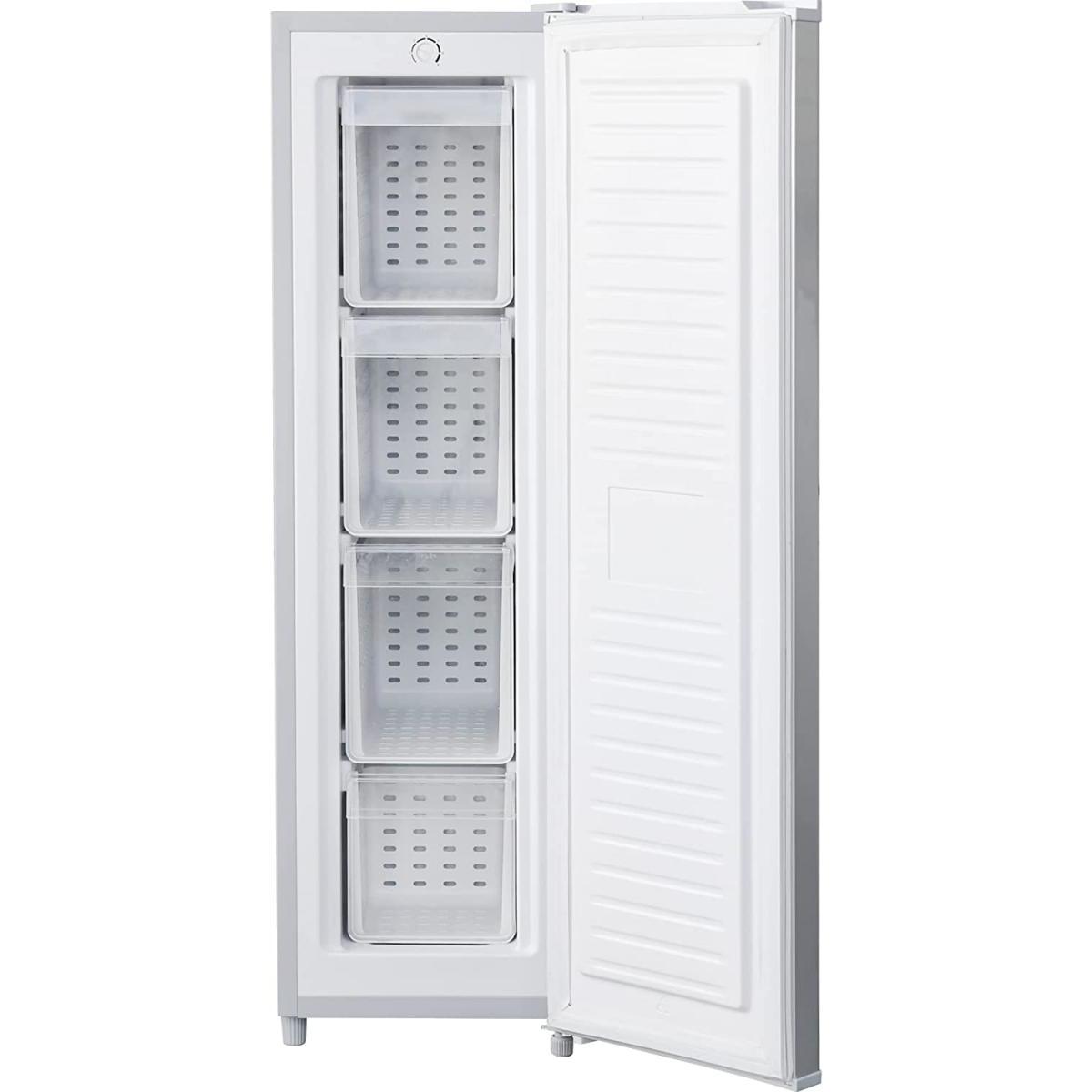 山善 スリム 冷凍庫 70L 家庭用 前開き 省エネ 静音 ノンフロン 温度調節 引き出し4段 キャスター YF-SU70(S)【北海道沖縄離島不可】