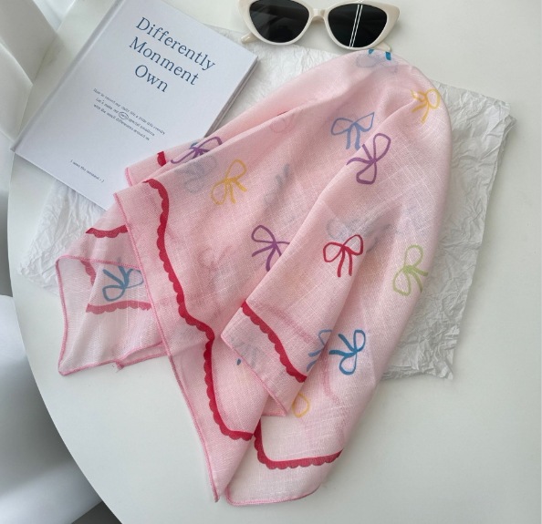 カラー刺繍レース スカーフ 薄い狭い長いひらひらバンド