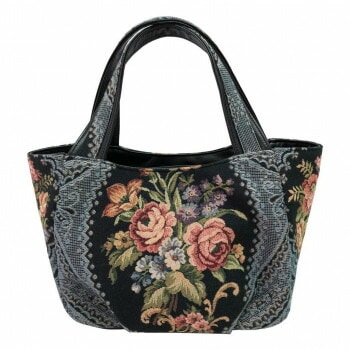 優美社　6008-00 ゴブラン織（ごぶらんおり） ハンドバッグ ブラック