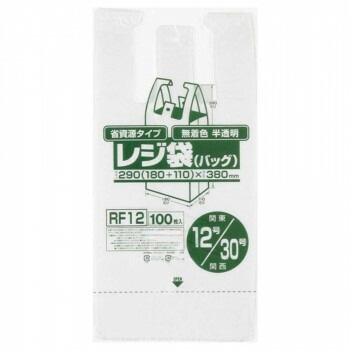 ジャパックス レジ袋省資源 関東12号/関西30号 半透明 100枚x20冊x3箱 RF12