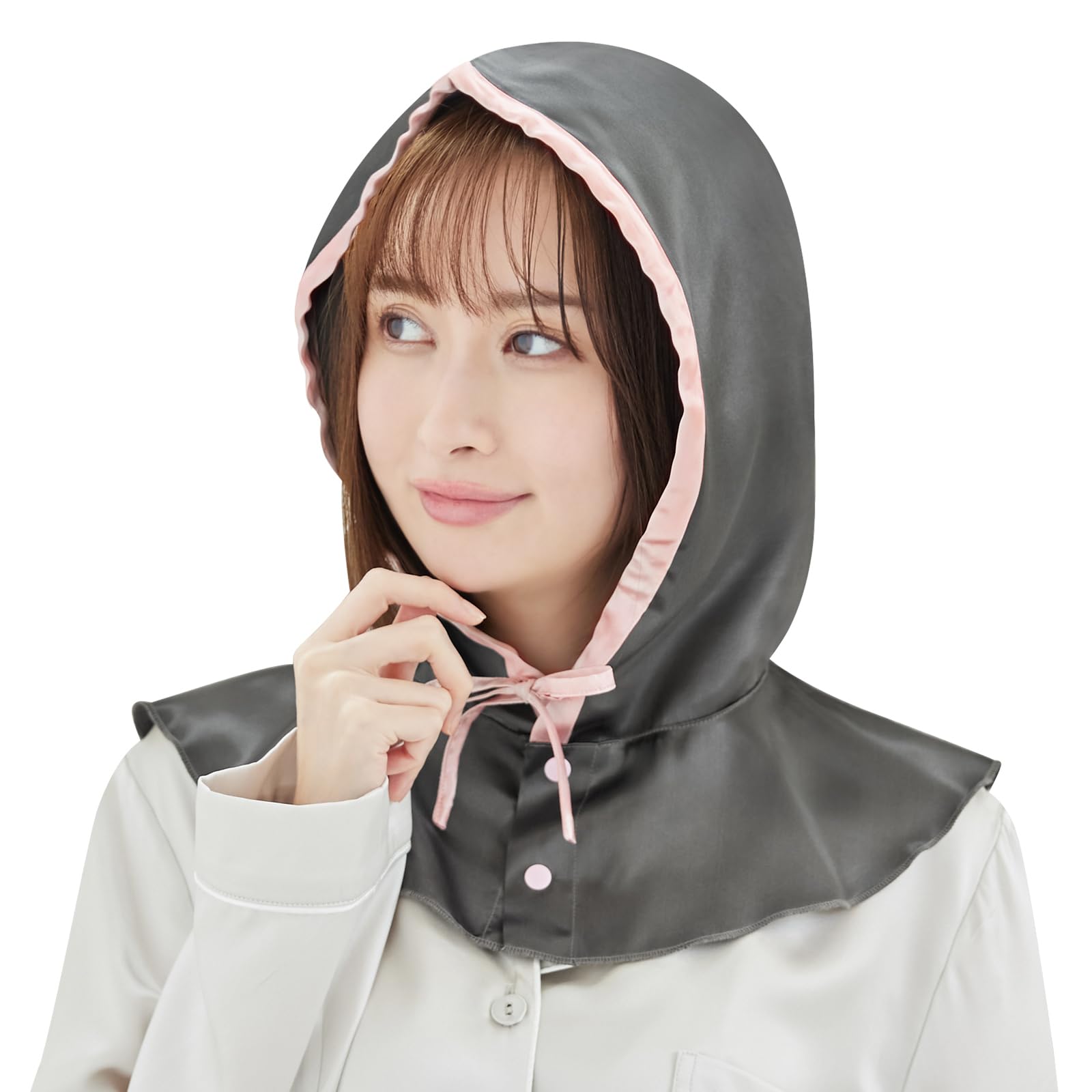 [Utukky] シルク ナイトキャップ 冷感 シルクキャップ ヘアバンドターバン シルク100% 帽子型 フードデザイン ボタンロープタイプ 朝まで脱落なし ロングヘアショートヘア用 ナイトフー