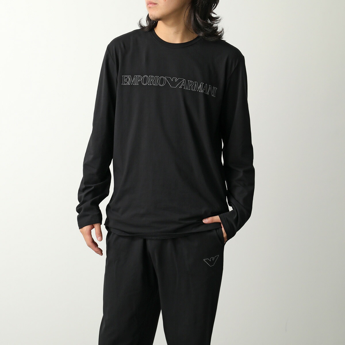 EMPORIO ARMANI UNDER WEAR エンポリオアルマーニ セットアップ EM000616 AF14978 メンズ パジャマ ルームウェア ロンT + イージーパンツ UC001