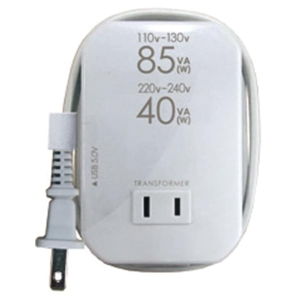 NTI-111 [海外用薄型2口変圧器USB (110-130V/85VA 220-240V/40VA)]