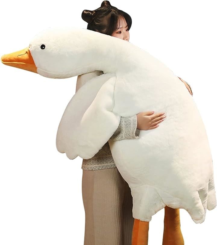 抱き枕 白いガチョウ クッション 腹ばい枕 特大 全長約160cm 動物 ぬいぐるみ 大きいサイズ ロングクッション プレゼント 子供 おもちゃ( 160cm)