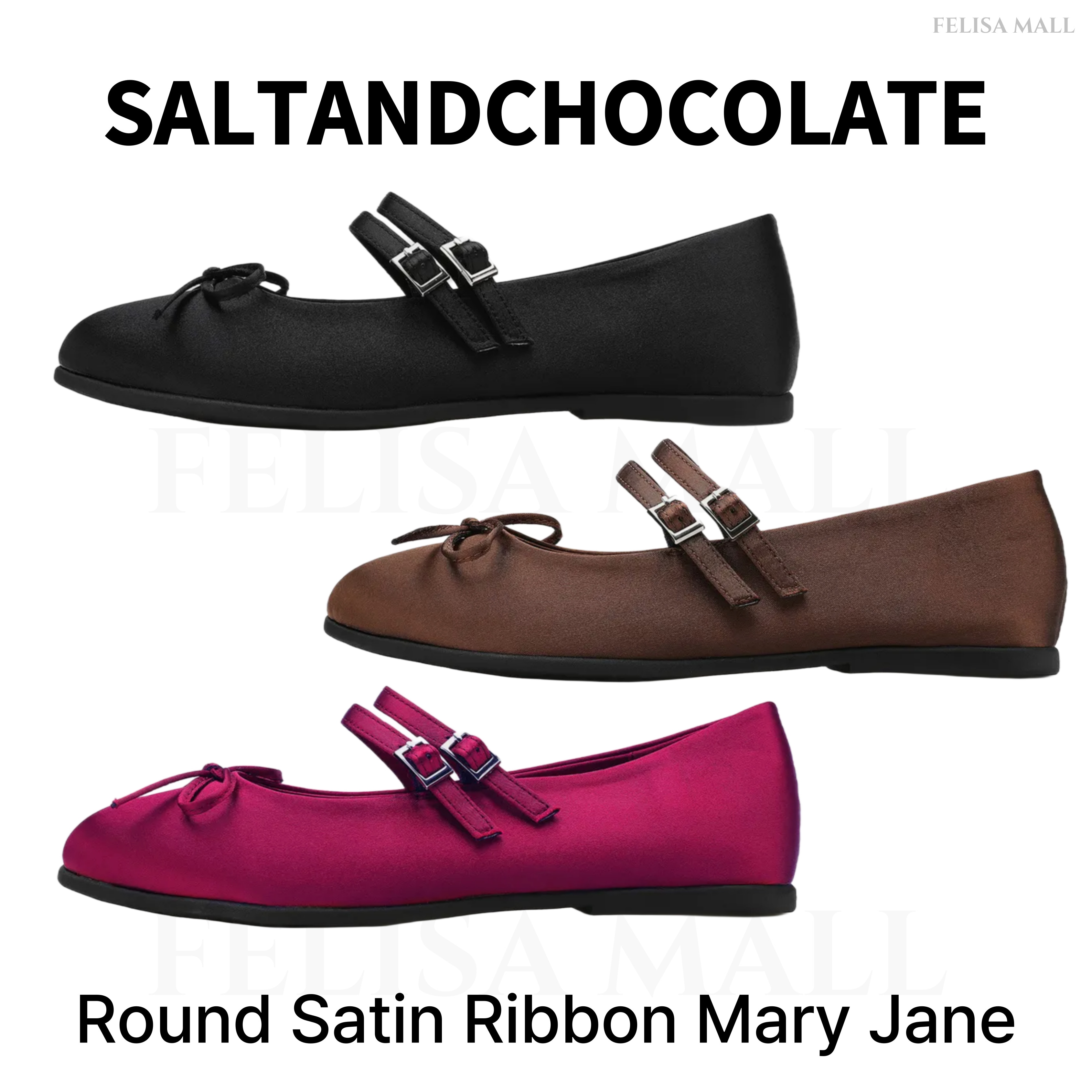 [SALT&CHOCOLATE] 【TWICEサナ着用】 Round Satin Ribbon Mary Jane 韓国人気 10,450円