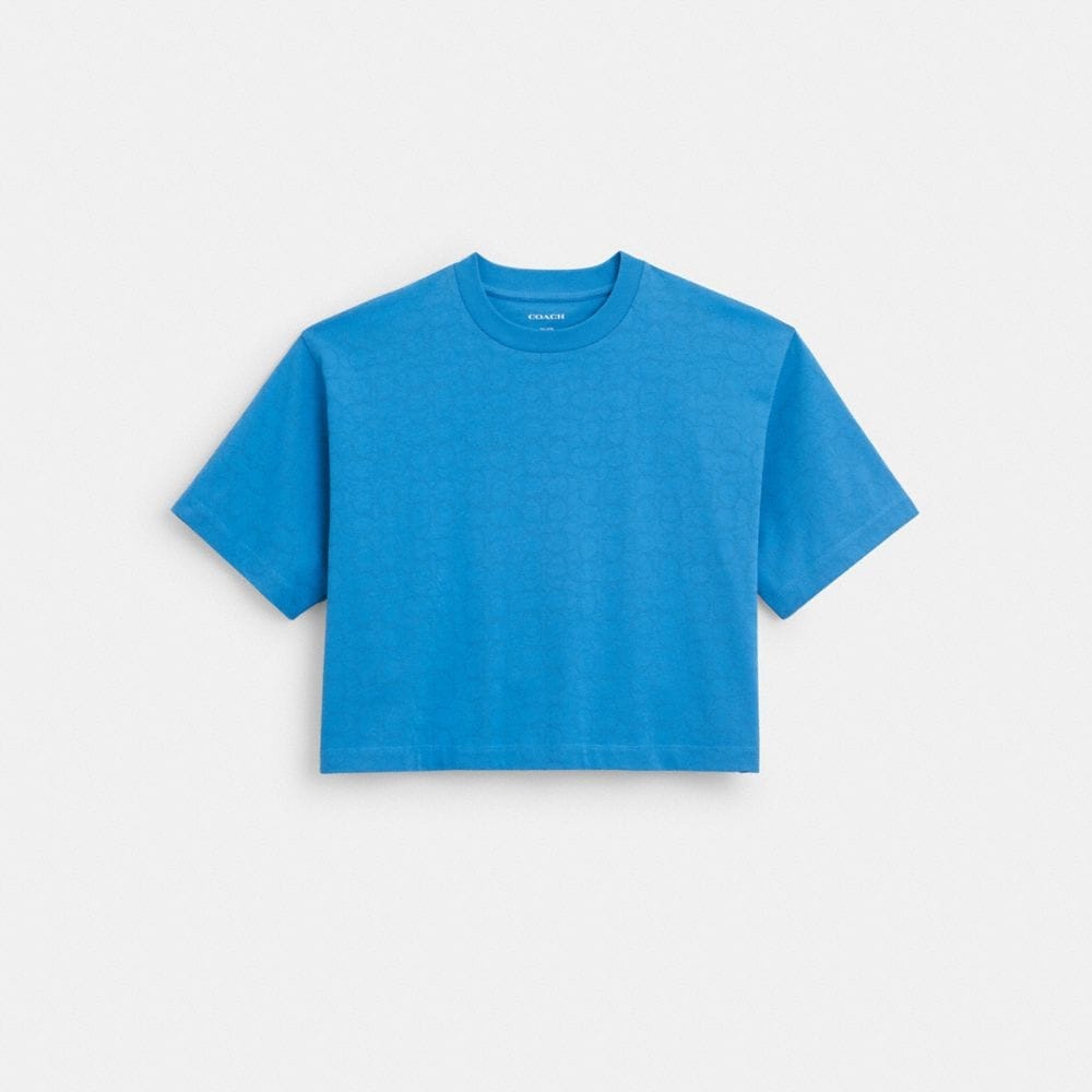 コーチシグネチャークロップド T シャツ CP319 ブライトブルー
