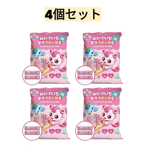 [韓国大人気アニメ キャッチティニピン] イチゴクリスピーロール イチゴ味 150g x 4個セット