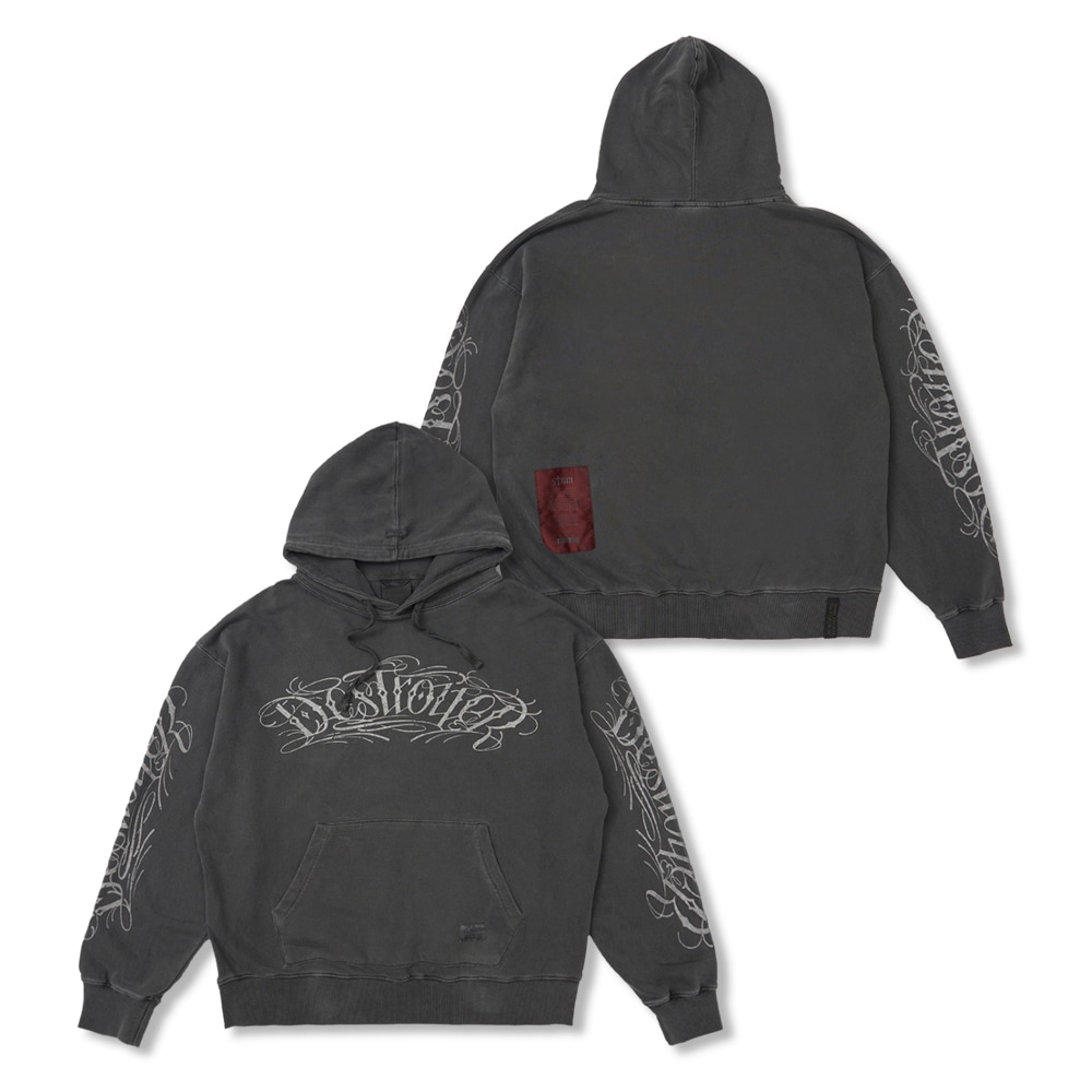 Destroyer Pigment Washed Oversized Hoodie Charcoal 18,020円
