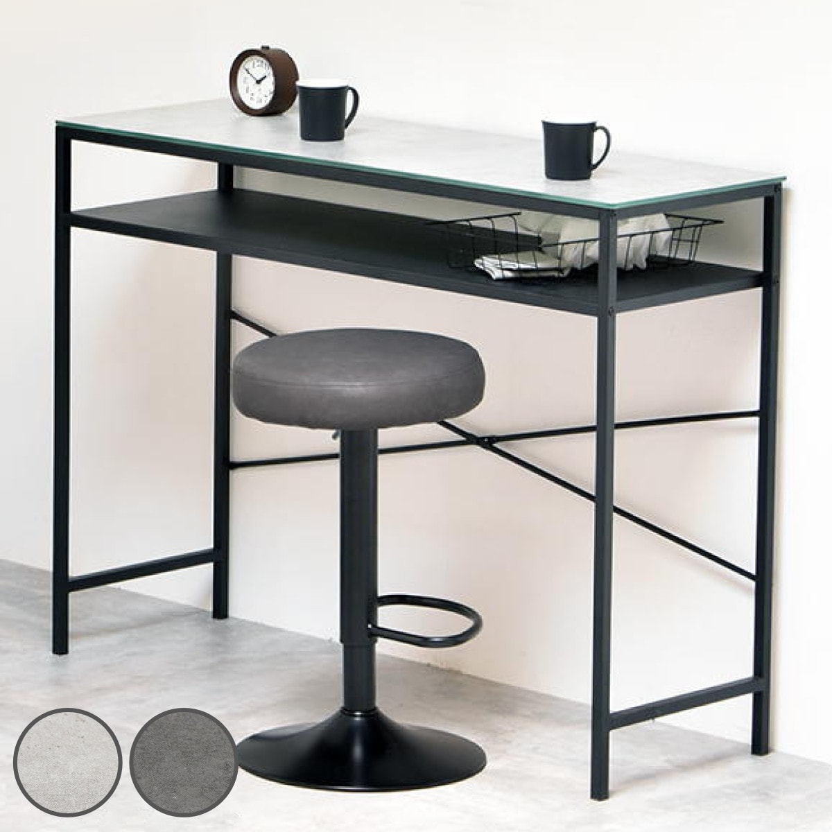 カウンターテーブル 幅120cm セラミック天板 CERABILL キッチンカウンター スリム テーブル 奥行40 収納 棚付き 強化ガラス セラミック 高さ90 キッチン収納 家電 レンジ台 16,260円