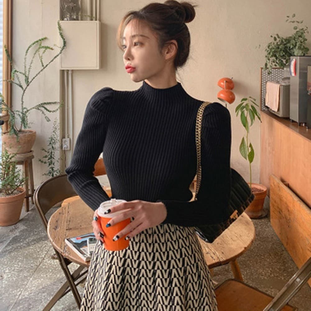 セーター ハーフタートルネック 細身 スリム 長袖 韓国 レディース かわいい 可愛い キュート 大人可愛い 大人女子 シンプル きれいめ セクシー カジュアル 大人 気品 上品 おしゃれ