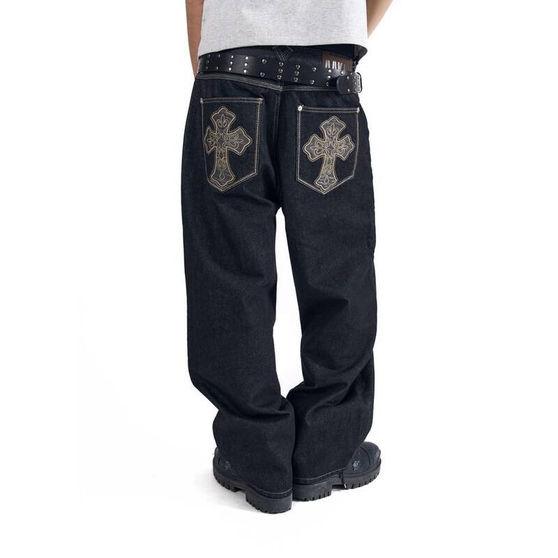 アカム AAKAM CROS2 パッチデニムパンツ ブラック 549638