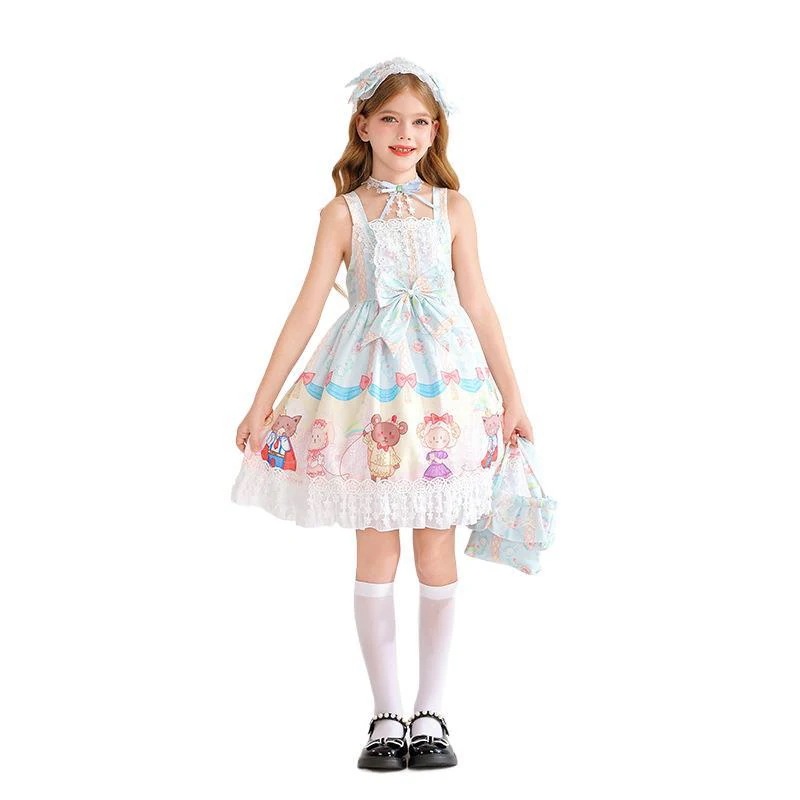 2025年夏子供服ハワイアン子供用ロリータドレスロリータロリータプリンセスドレス女の子レースドレス