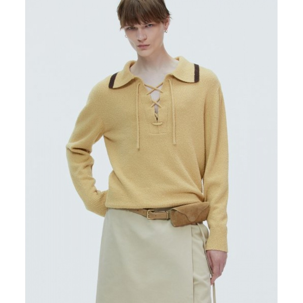 NOHANT マリンレースアップニットベージュ