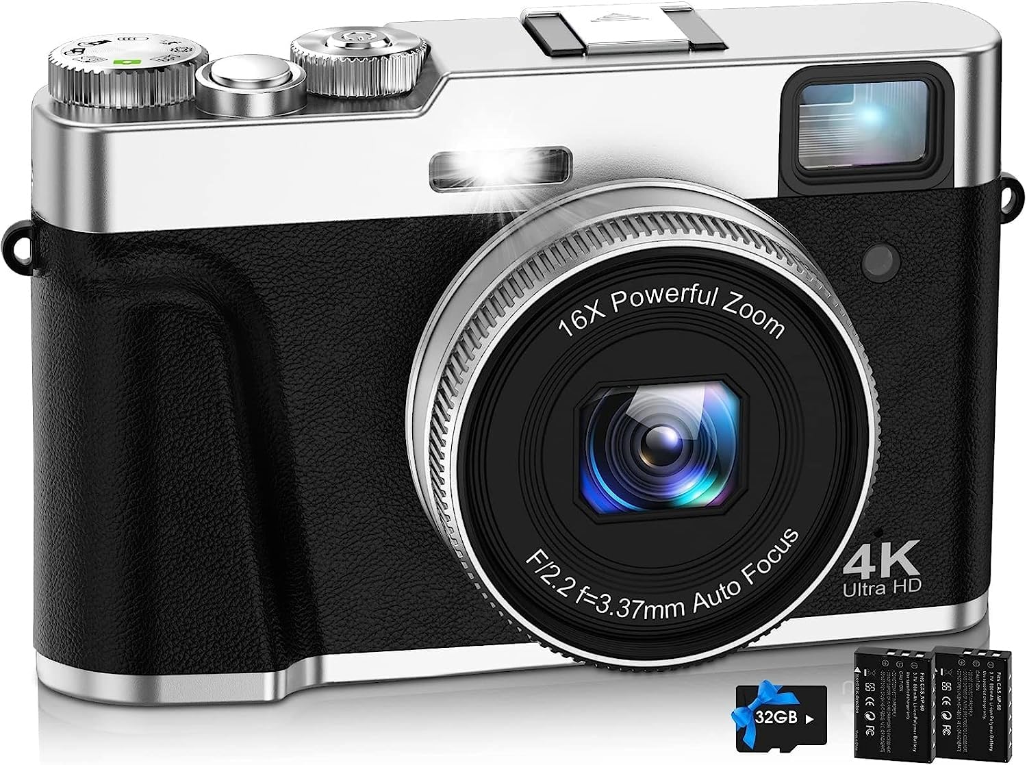 4K デジタルカメラ オートフォーカス デジカメ 4800万画素 Vlogカメラ 手振れ補正 光学ファインダー モードダイヤル 16倍ズーム LEDライト デジタル一眼レフ コンパクト ホットシュー