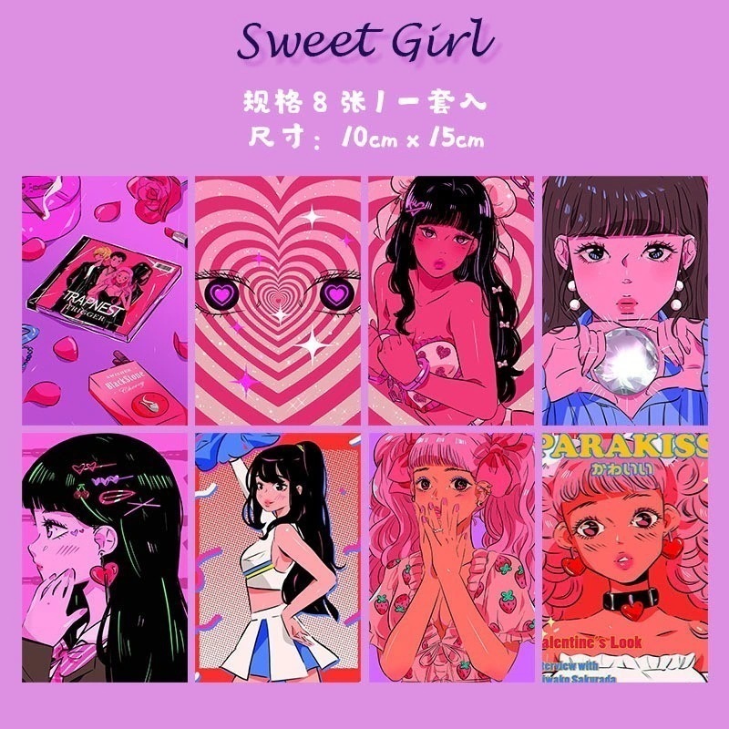 ブロガーmazzyカード風塩系ハート少女レトロインテリア壁掛けポストカードプレゼント