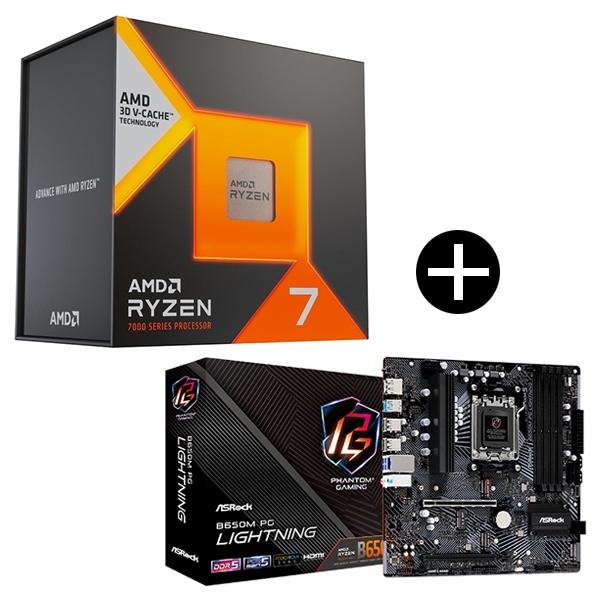AMD Ryzen7 7800X3D W/O Cooler 100-100000910WOF ゲーミングプロセッサー + ASRock B650M PG Lightning マザーボード セット