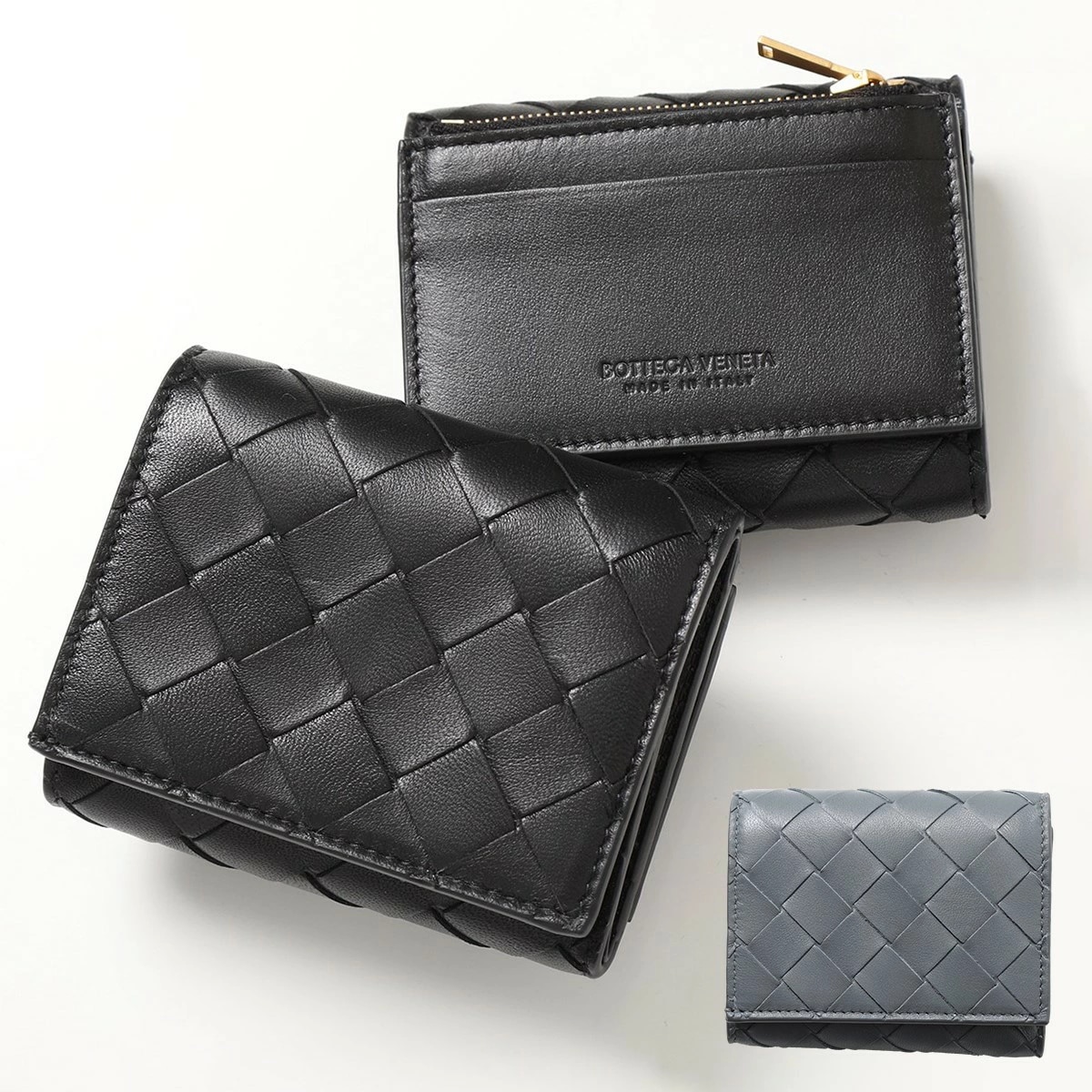 BOTTEGA VENETA ボッテガヴェネタ 三つ折り財布 719424 VCPP2 レディース イントレチャート レザー ミニ財布 コイン＆カードケース付き カラー2色