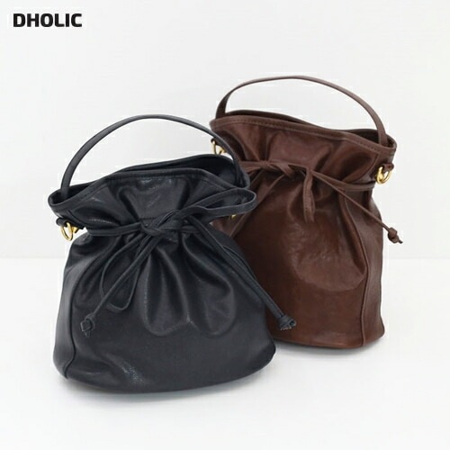 [メガ割りSALE]2WAYストラップエコレザー巾着バッグ