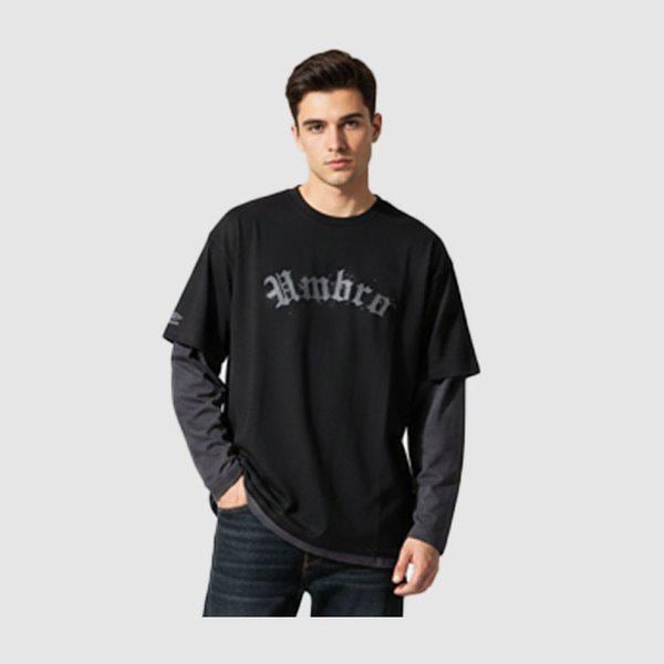Uスポーティレイヤード長袖TシャツUR121CRL12-BLK0
