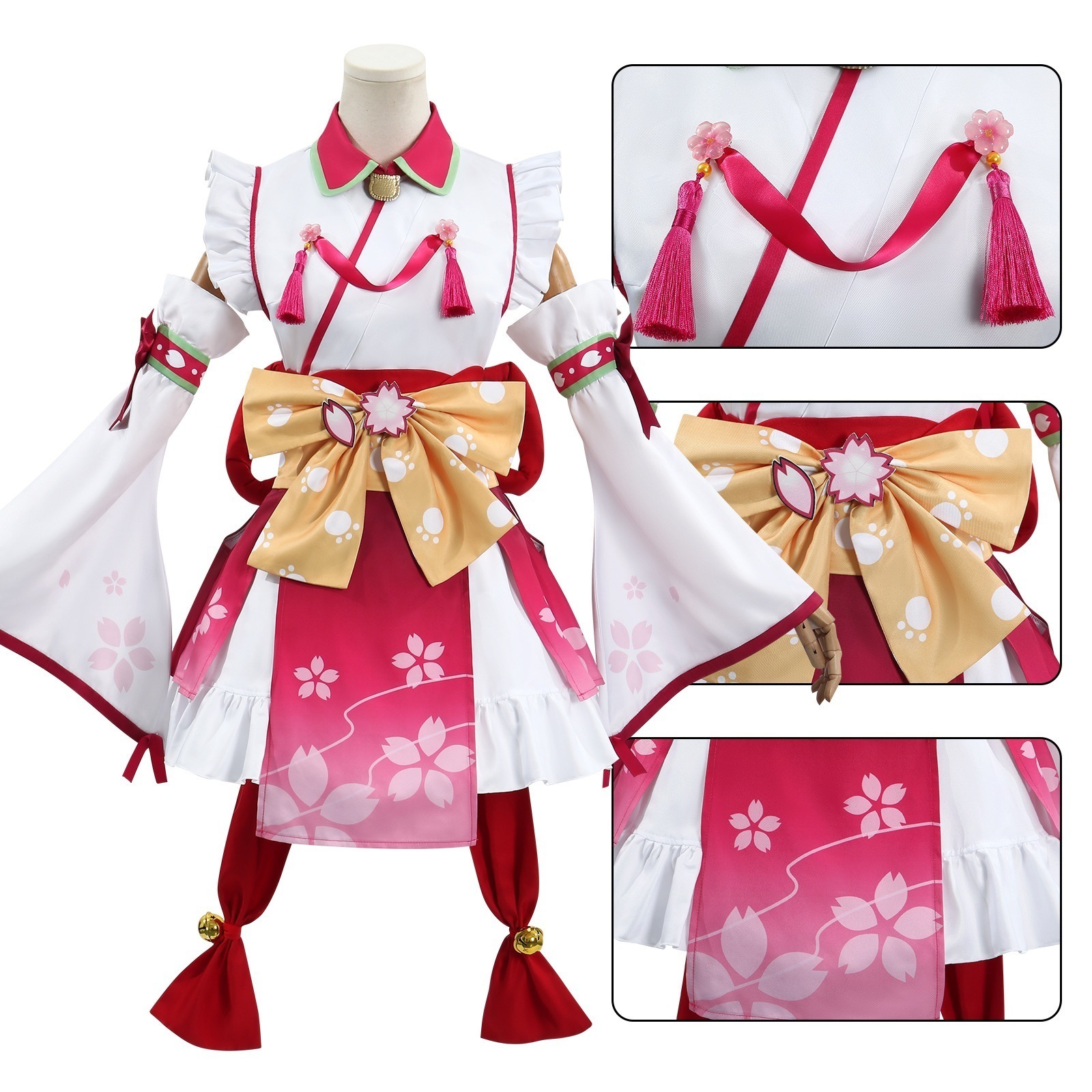 マンルーレン Vtuber バーチャルアイドル コスプレ衣装 桜魔女 コスプレ衣装 二次元 着物風
