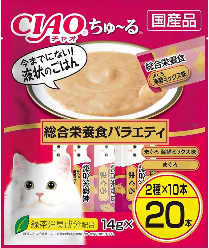 【8個セット】いなばペットフード CIAOちゅ～る総合栄養食まぐろバラエティ14g×20本