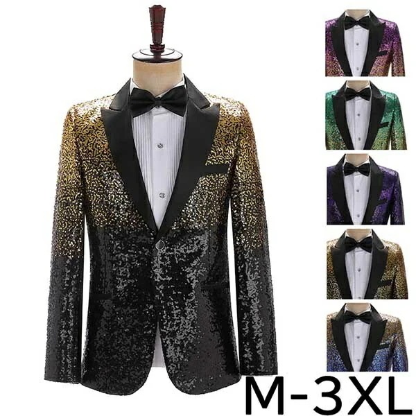 高品質な商品 ジャケット メンズ ステージ衣装 メンズ 演出服 スパンコール キラキラ 個性的 グラデーション カラオケ大会 カラオケ 大会 ダンス 衣装 忘年会 王子様 貴公子 大人 演奏会 男性