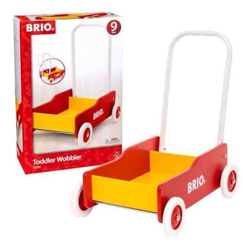 BRIO (ブリオ) 手押し車 レッド 対象年齢 9か月~(カタカタ ワゴントイ 木製 おもちゃ 知育玩具 歩行練習) 31350