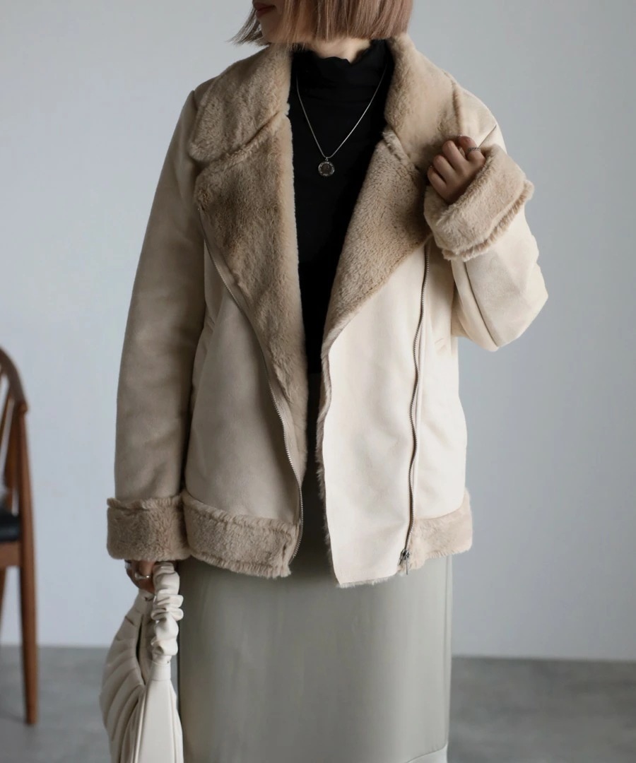 コート アウター フェイクムートンコート トレンド ジャケット スウェード調 ブルゾン ワンピース スカート 大人カジュアル