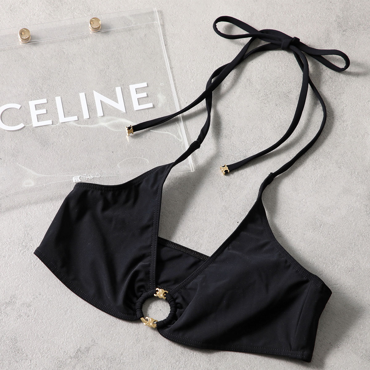 CELINE セリーヌ スイムウェア 2X33M152C.38NO レディース Triomphe トリオンフ 水着 ビキニ クリアケース付き ブラック【返品交換不可】