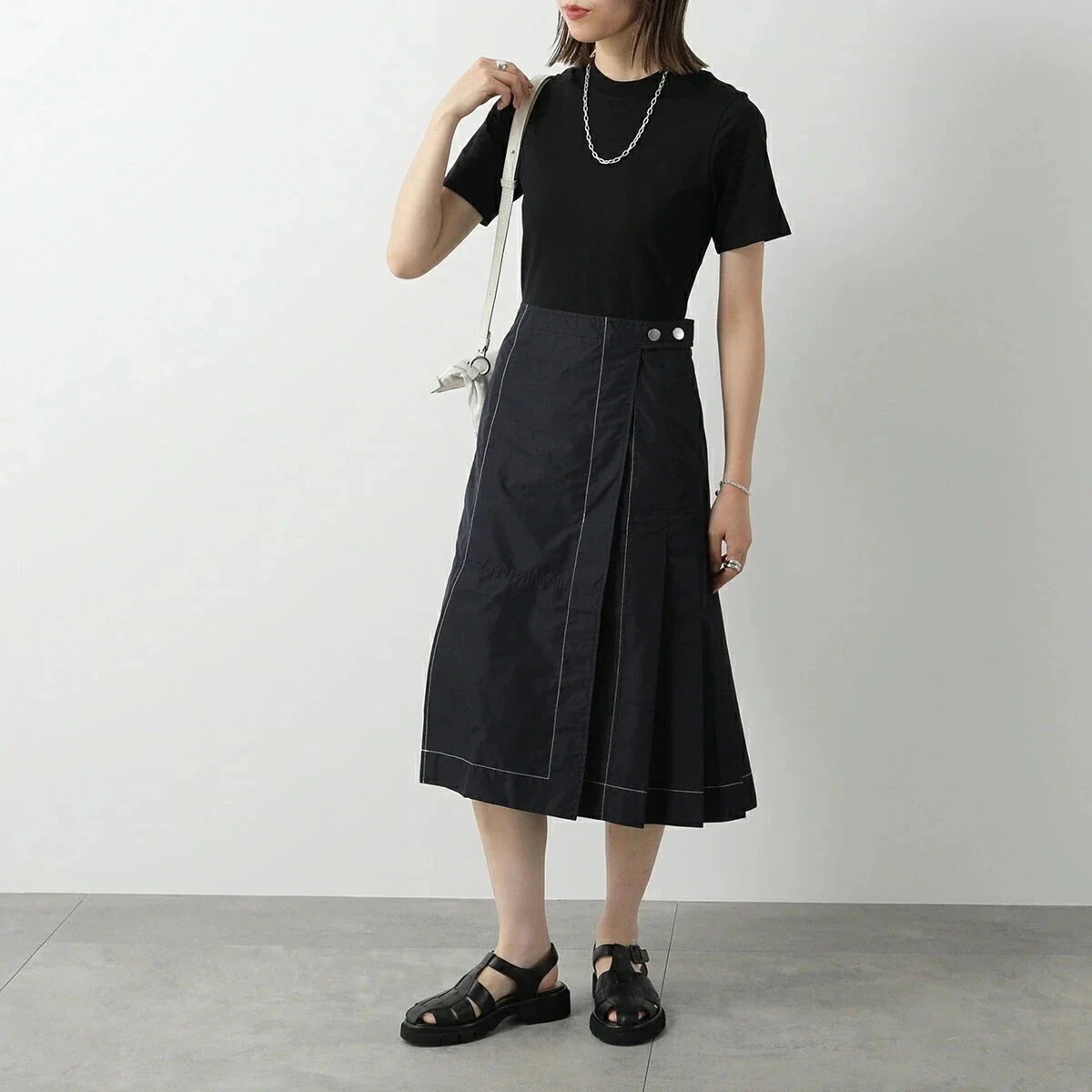 3.1 Phillip Lim スリーワンフィリップリム ワンピース E241-90139LCE レディース 半袖 Tシャツ プリーツ コンビ コットン ミディ 【mega】