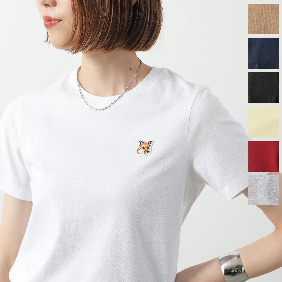 MAISON KITSUNE メゾンキツネ 半袖 Tシャツ LW00105KJ0008 TEE-SHIRT FOX HEAD PATCH レディース クルーネック カラー9色