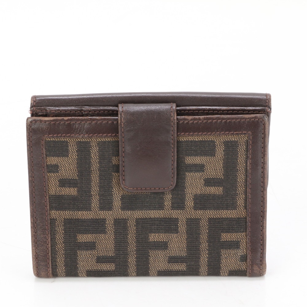 ズッカ レザー×キャンバス 二つ折り 財布 長財布 二つ折り ウォレット ラウンドファスナー 本革 ブラウン 茶色 ブランド メンズ MMM BH15-6 中古