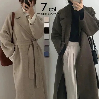 【急速発送】韓国ファッションパーカー ても厚い ベルト付きゆるロングチェスターコート 冬アウター