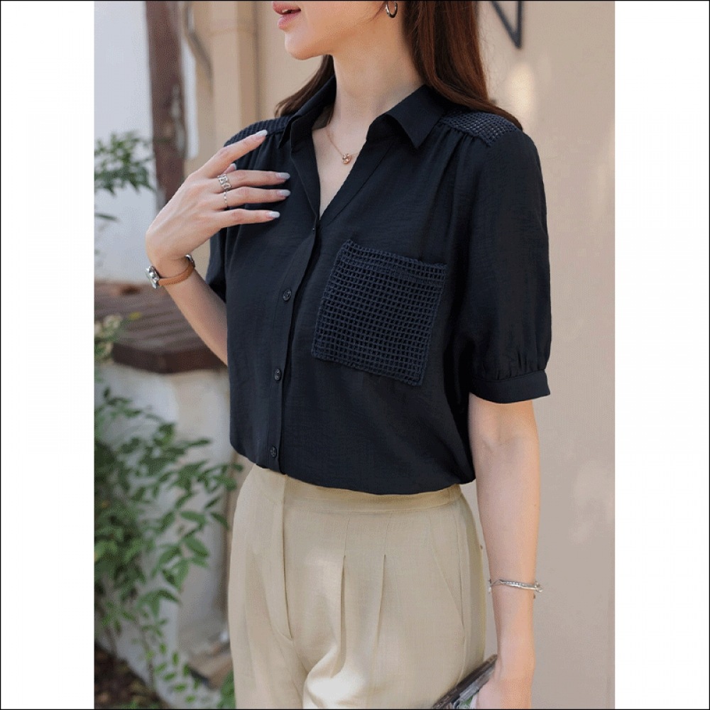 クリック＆ファニー ジムポケット カラーブラウス