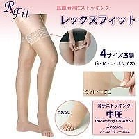 医療用弾性ストッキング レックスフィット 薄手ストッキング 爪先なし 中圧 ライトベージュ Sサイズ2701