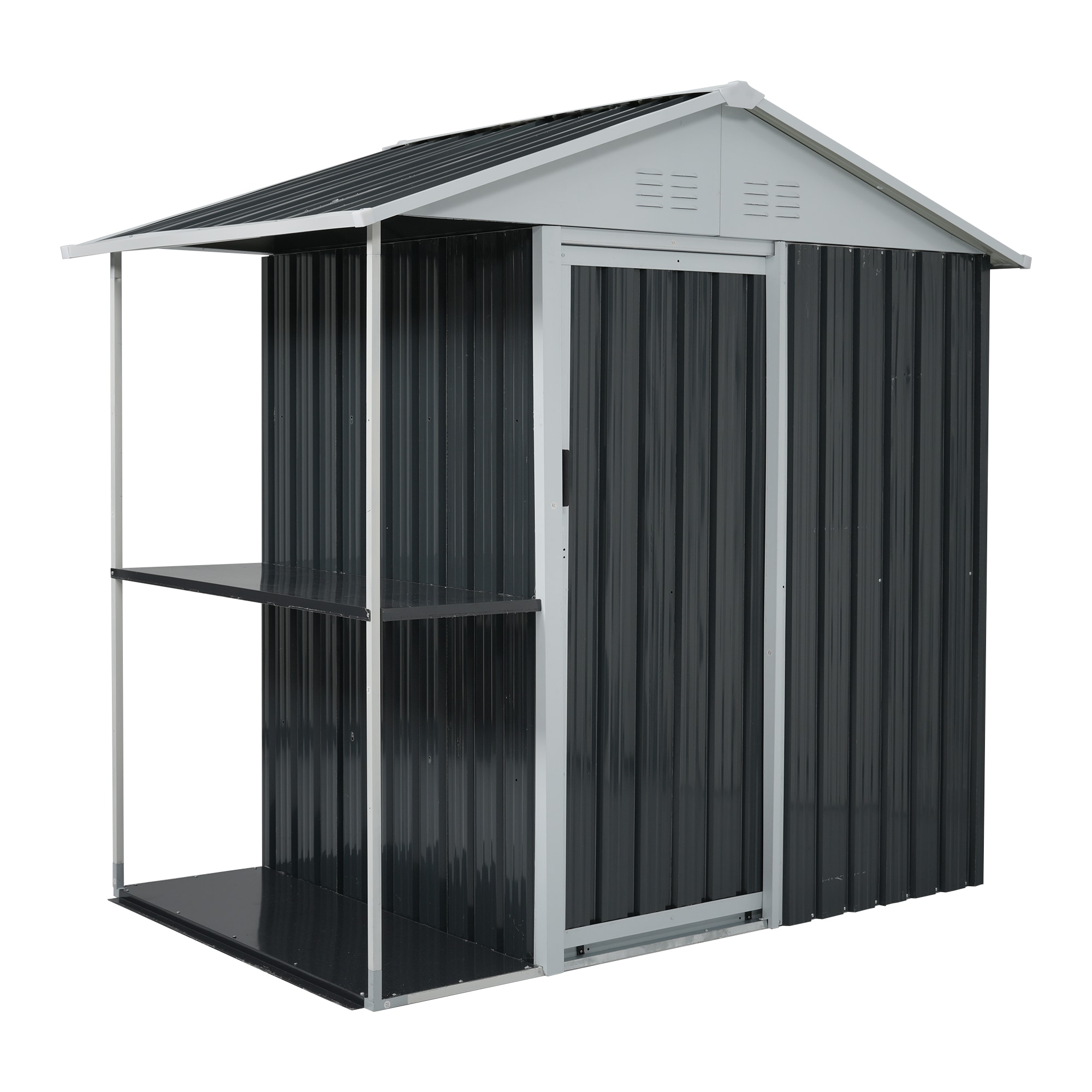 【国内へ発送&送·料·無·料】222【収納ラック付き】物置 屋外 スチール 倉庫 戸外収納庫 W193*D130*H189cm 物置き おしゃれ 大型 収納庫 屋外物置 防さび ベランダ 防水 ドア 26,525円