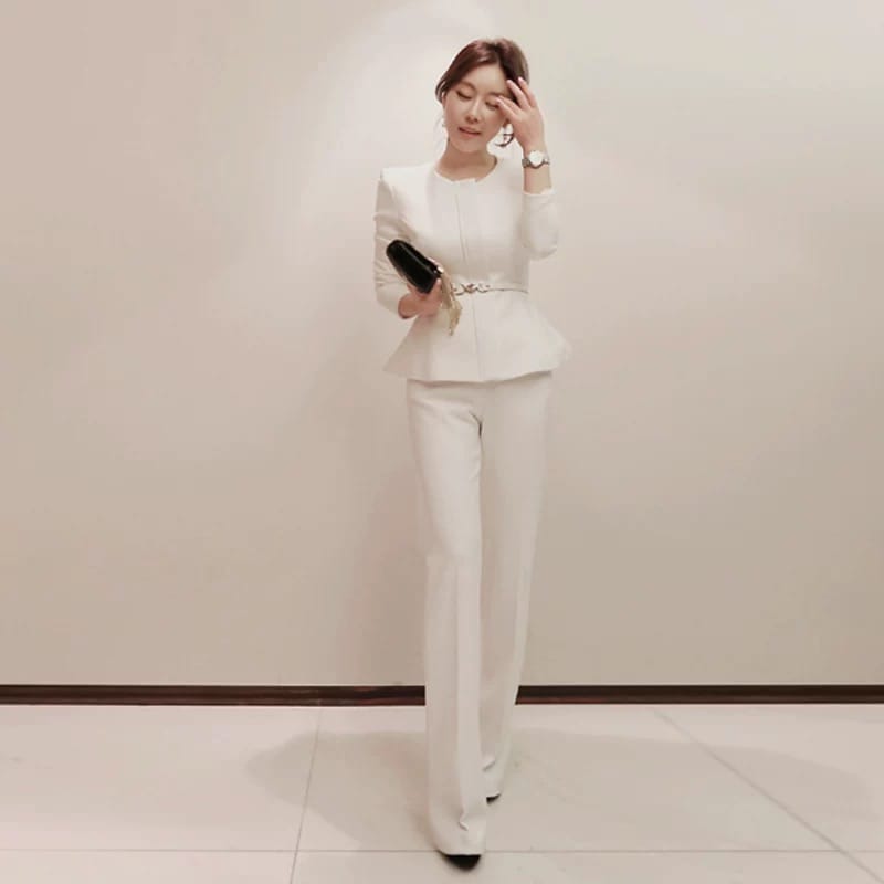パンツスーツ レディース ビジネスフォーマルスーツ黒 韓国風テーラードジャケット スーツ 白セレモニースーツ 制服入園式 入学式 卒業式 通勤 OL 発表会その他 スーツ
