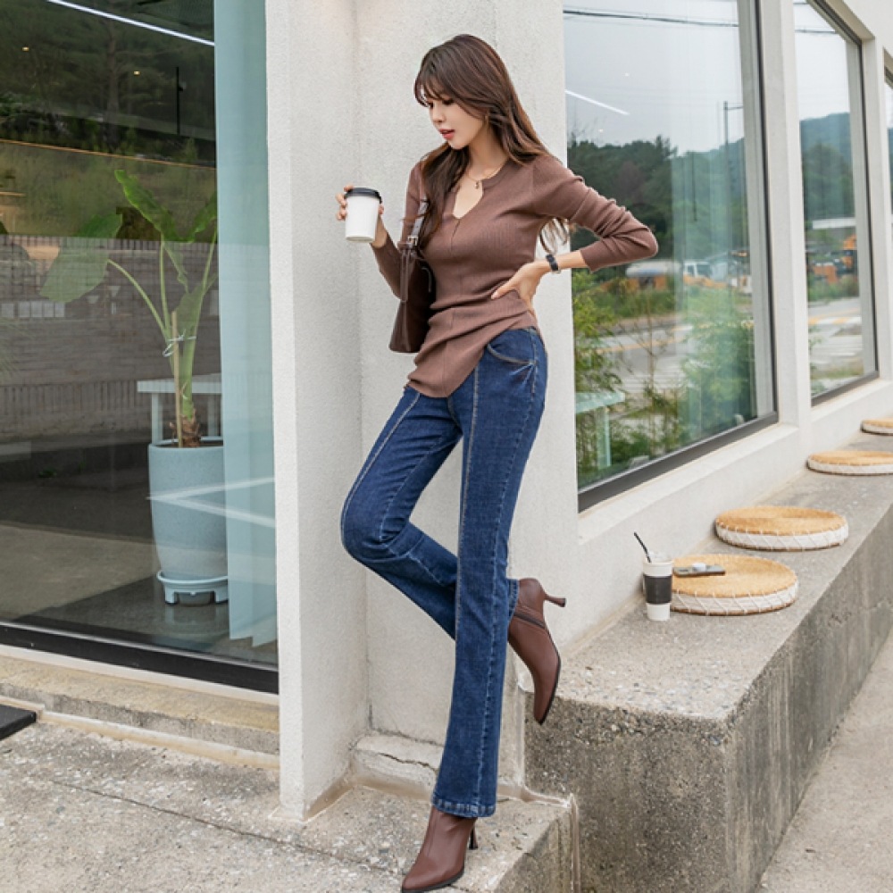 (ナック21) (S~3XL) フロントインシジョンブーツカットパンツ DM33-P-18