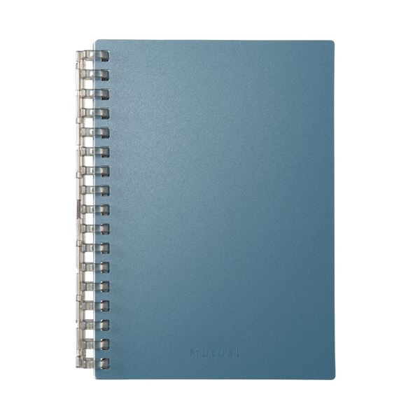 (まとめ) リヒトラブMutual オープンリングノート A6タテ 17穴 5mm方眼罫 リーフ50枚付属 スレートブルー N-2671-111冊 (×5セット)