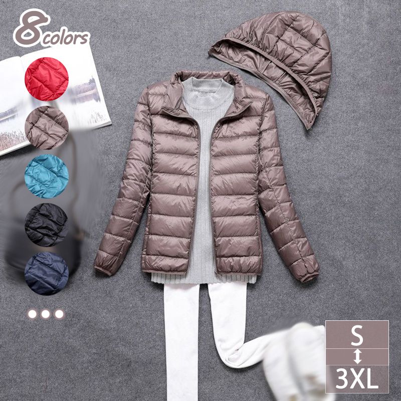 アウター レディース ダウンジャケット 大人 秋冬春 全8色 ダウン90% ファッション 長袖 ジャケット スタンドカラー ウルトラライトダウン 軽量 ダウン 防寒 暖かい インラインフィット 前開き