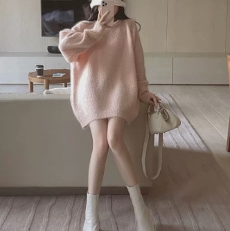 ワンピース ニット ニットスカート 膝上 ショート丈 もこもこ ミニ 袖あり 長袖 萌袖 ラウンドネック Iライン ニット かわいい 大人可愛い シンプル カジュアル 大人 上品 おしゃれ お洒落 5,446円