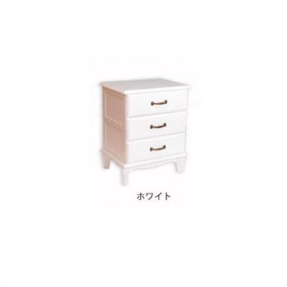 アンティーク風チェスト3段 完成品 ホワイト・TNB-403W