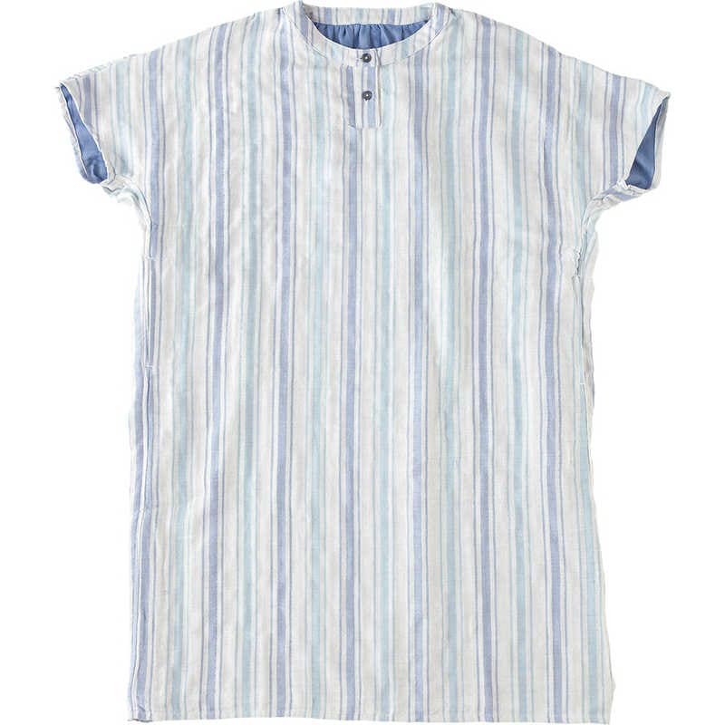 タオル美術館　cococi LDK レディースガーゼルームワンピース(ボタン)Mサイズ ブルー