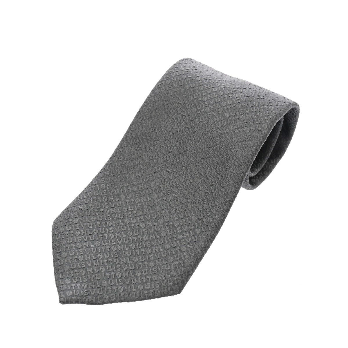 ロゴ グレー メンズ シルク100％ ネクタイ Aランク 中古 銀蔵