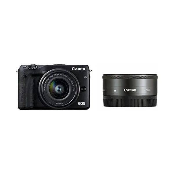 【中古】Canon ミラーレス一眼カメラ EOS M3 ダブルレンズキット(ブラック) EF-M15-45mm F3.5-6.3 IS STM EF-M22mm F2 STM 付属 EOSM3BK-W