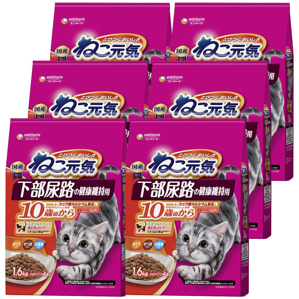 ねこ元気 下部尿路の健康維持用 10歳頃から まぐろ・かつお・白身魚入り 1.6kg×6個セット