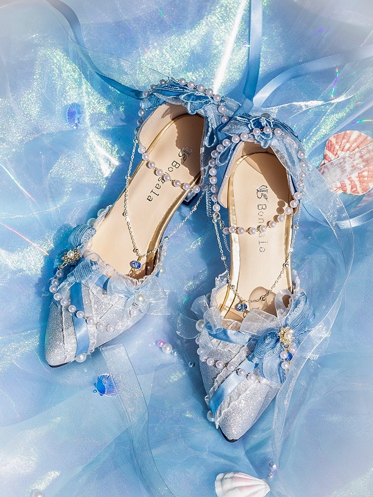 深海ローシューズ Zj フローティングライト ビエンチャン フラワーウェディング ロリータ シェンシー シンフラッシュ ポインテッドトゥ ロリータ ハイヒール